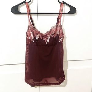 Vintage Vassarette mesh embroidered camisole